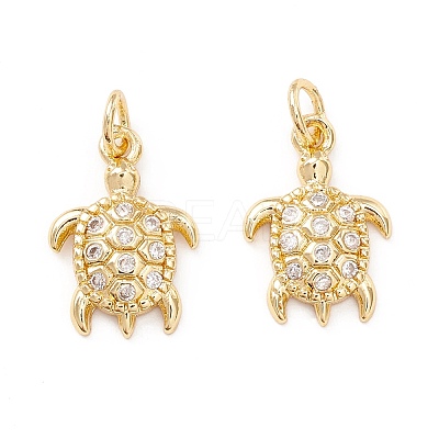 Brass Micro Pave Clear Cubic Zirconia Pendants KK-K266-04G-1