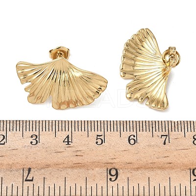 304 Stainless Steel Leaf Stud Earrings EJEW-K268-68G-1