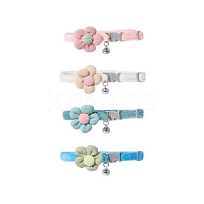 4Pcs 4 Colors Polyester Dog Flower Ties with Adjustable Collar AJEW-GL0002-59-1