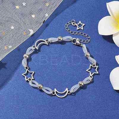 Alloy & Silicone Link Chain Bracelets BJEW-JB09984-01-1