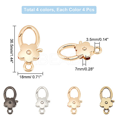16Pcs 4 Colors Zinc Alloy Lobster Claw Clasps FIND-PH0006-29-1