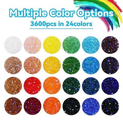3600Pcs 24 Colors Transparent Electroplate Glass Beads GLAA-YW0003-32-1