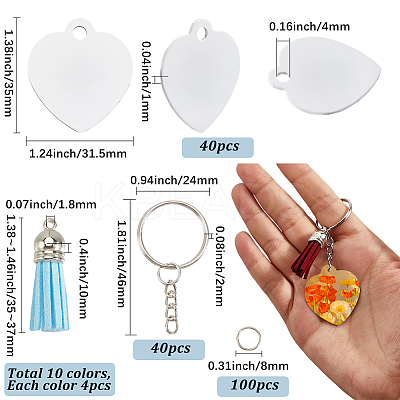 DIY Blank Double-sided Heat Transfer Aluminium Pendant Keychain Making Kits DIY-SP0005-26A-1