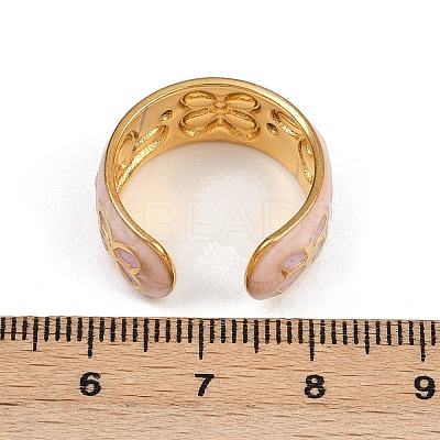 304 Stainless Steel Enamel Adjustable Cuff Rings for Women RJEW-A074-05G-1