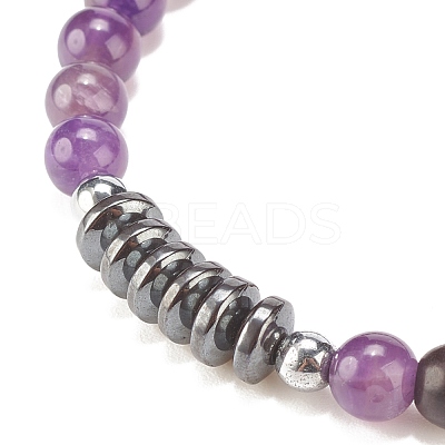 Natural Gemstone & Synthetic Hematite Braided Bead Bracelet for Women BJEW-JB08181-1