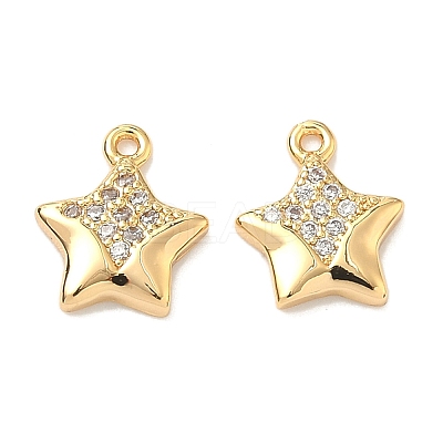 Brass Micro Pave Cubic Zirconia Star Charms KK-A281-19G-1