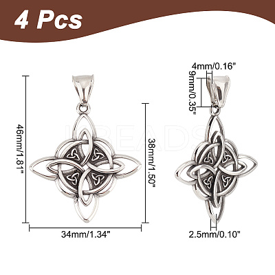 4Pcs 304 Stainless Steel Manual Polishing Pendants STAS-UN0049-42-1