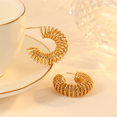 304 Stainless Steel Wire Spiral Stud Earrings GO7006-1-1