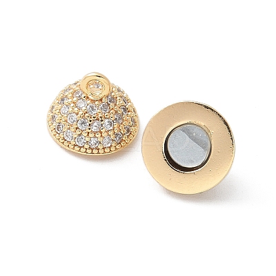 Brass Micro Pave Cubic Zirconia Magnetic Clasps KK-U052-03G-1
