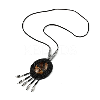 Retro Style Glass & Acrylic & CCB Beads Pendant Necklaces NJEW-Q349-02E-1