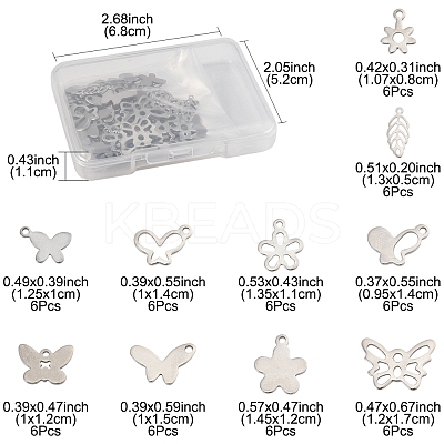 60Pcs 10 Styles 201 & 304 Stainless Steel Charms STAS-FS0001-88-1