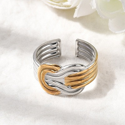 Adjustable 304 Stainless Steel Cuff Rings for Women RJEW-B150-01GP-02-1