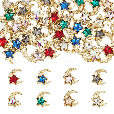 48Pcs 8 Colors Light Gold Tone Alloy Cabochons MRMJ-HY0002-47-1