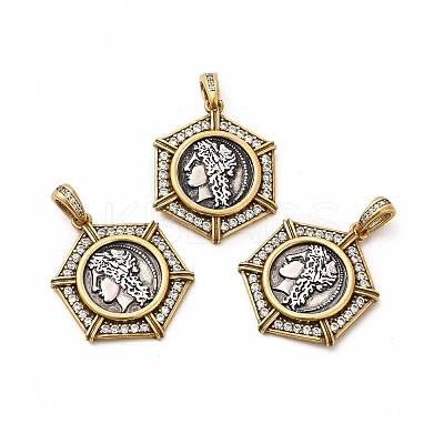 Rack Plating Eco-Friendly Brass Micro Pave Cubic Zirconia Pendants KK-K165-29-1