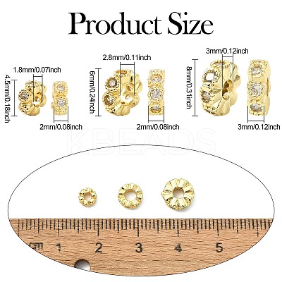 15Pcs 3 Styles Brass Cubic Zirconia Spacer Beads KK-CJ0003-84-1