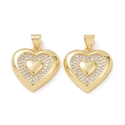 Brass Cubic Zirconia Pendants KK-G453-02G-02-1
