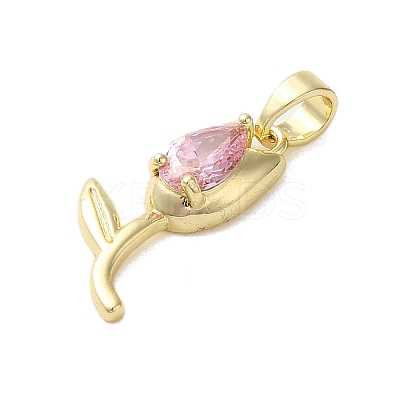 Brass Micro Pave Cubic Zirconia Pendants KK-E105-01G-03-1