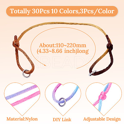 30Pcs 10 Colors Nylon Thread Cord Bracelets Making BJEW-TAC0039-1