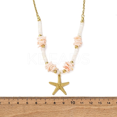 Starfish 304 Stainless Steel Pendant Necklaces NJEW-L465-02G-1