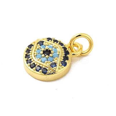 Real 18K Gold Plated Rack Plating Brass Micro Pave Cubic Zirconia Pendants Charms KK-S396-01F-1