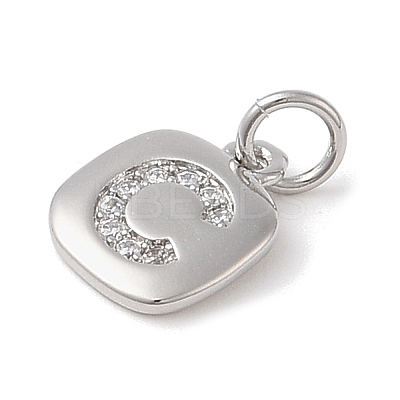 Rack Plating Brass Micro Pave CLear Cubic Zirconia Charms KK-E110-14P-C-1