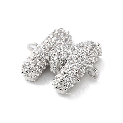 Brass Micro Pave Cubic Zirconia Letter Links KK-I717-04M-P-1