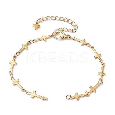 304 Stainless Steel Cross Link Chain Bracelet Making AJEW-JB01299-01-1