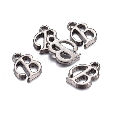 Gunmetal Plated Alloy Letter Pendants LS-PALLOY-J718-01B-B-1