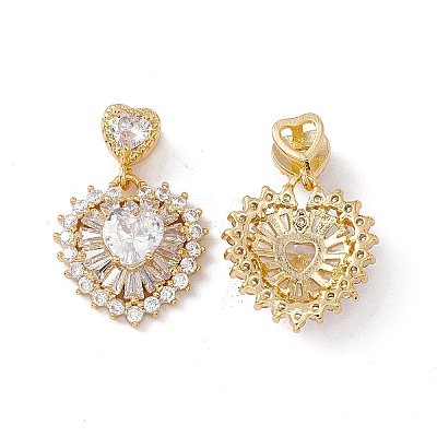 Brass Cubic Zirconia Slide Charms KK-B061-07G-1