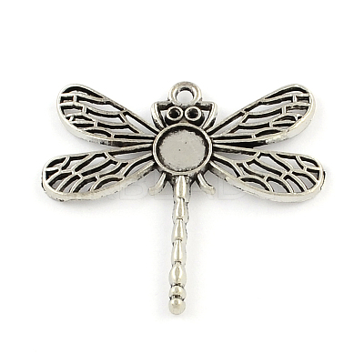 Tibetan Style Zinc Alloy Pendant Rhinestone & Tray Settings TIBEP-R334-066AS-RS-1