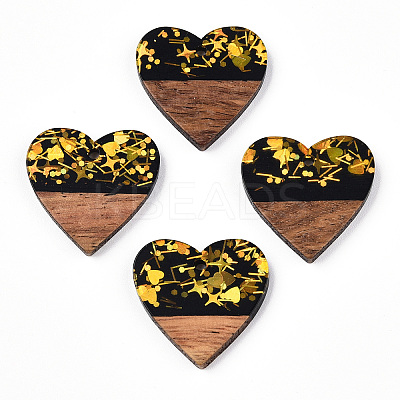 Opaque Resin & Walnut Wood Pendants RESI-N039-44-1