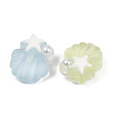 Frosted Transparent Resin Enamel Beads RESI-L047-24-1