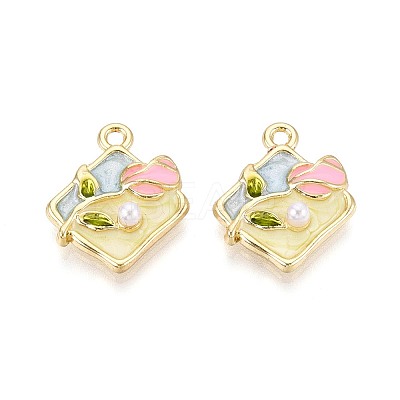 Rack Plating Alloy Enamel Pendants ENAM-N065-03KCG-1