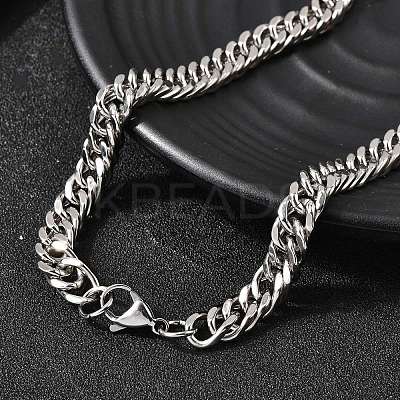 8MM 304 Stainless Steel Cuban Link Chain Necklaces for Men NJEW-B134-03B-P-1