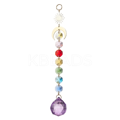Glass Teardrop Window Hanging Suncatchers HJEW-JM04516-1