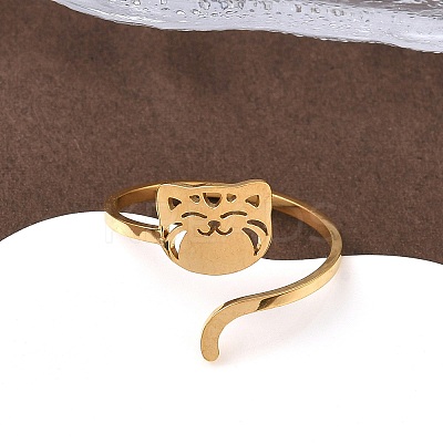 304 Stainless Steel Cuff Rings for Women LS-RJEW-F195-02G-1