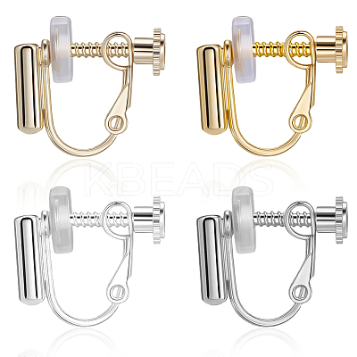 16Pcs 4 Styles Rack Plating Brass Clip-on Earring Converters Findings KK-BBC0019-59-1