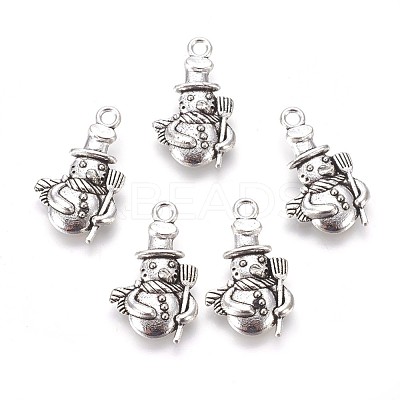 Christmas Snowman Alloy Pendants TIBEP-GC113-AS-RS-1