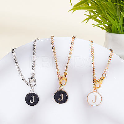 Flat Round with Letter Alloy Enamel Wine Glass Charms AJEW-AB00184-10-1