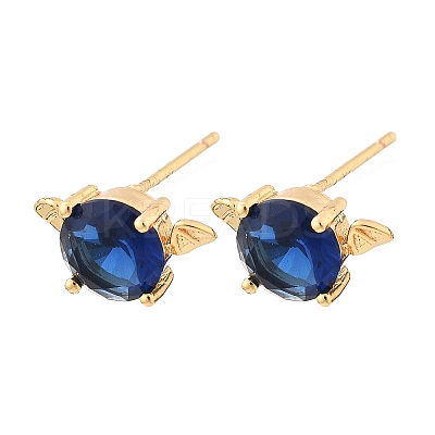 Bat Brass Glass Stud Earrings for Women EJEW-G428-15G-1