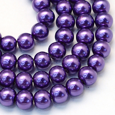 Baking Paint Pearlized Glass Pearl Round Bead Strands X-HY-Q003-4mm-76-1