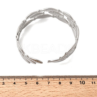 Fish 304 Stainless Steel Cuff Bangles for Women BJEW-A155-02P-1