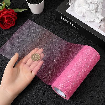 10 Yards Rainbow Color Polyester Tulle Fabric Rolls OCOR-WH0082-136E-1