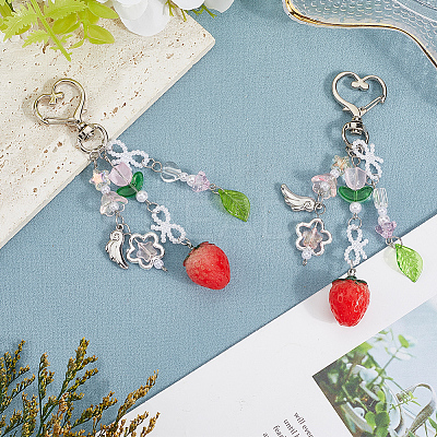 2Pcs Acrylic & Glass Pendant Decorations KEYC-SP0001-31-1
