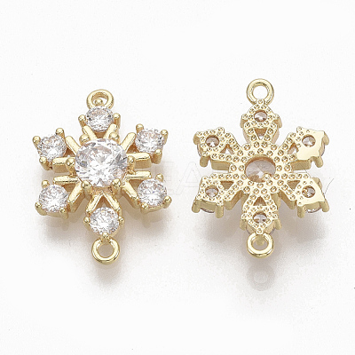 Brass Micro Pave Clear Cubic Zirconia Links ZIRC-Q021-059G-NF-1