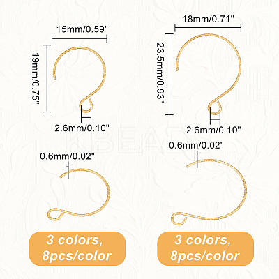 48Pcs 6 Style 316 Surgical Stainless Steel Earring Hooks STAS-UN0047-36-1