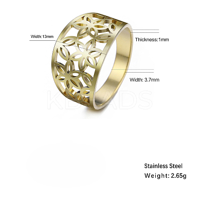 Flower Pattern Hollow Out 304 Stainless Steel Finger Rings FS-WGDCC5F-05-1