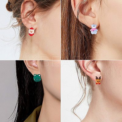 80Pcs 4 Style 202 Stainless Steel Stud Earring Findings with 304 Stainless Steel Pins STAS-SZ0002-03-1