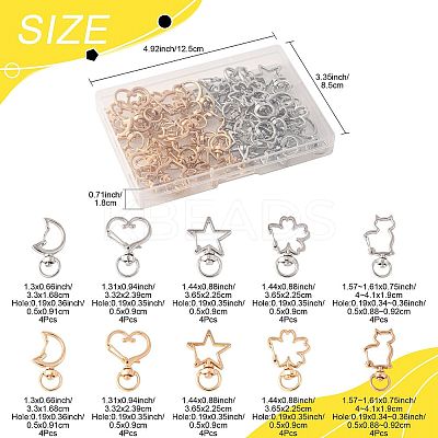 40Pcs 10 Styles Alloy Swivel Snap Hook Clasps FIND-FS0004-74-1