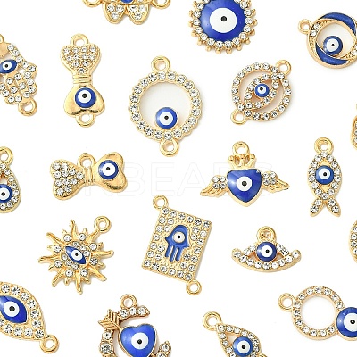 20Pcs 20 Styles Evil Eye Alloy Enamel & Rhinestone Pendants and Connector Charms Findings Kits ENAM-YW0005-60-1